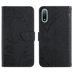 Custodia per cellulare in pelle goffrata con peonia a farfalla, For Sony Xperia 10 IV, For Sony Xperia ACE II, For Sony Xperia Pro-I