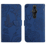 Custodia per cellulare in pelle goffrata con peonia a farfalla, For Sony Xperia 10 IV, For Sony Xperia ACE II, For Sony Xperia Pro-I
