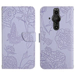 Custodia per cellulare in pelle goffrata con peonia a farfalla, For Sony Xperia 10 IV, For Sony Xperia ACE II, For Sony Xperia Pro-I
