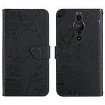 Custodia per cellulare in pelle goffrata con peonia a farfalla, For Sony Xperia 10 IV, For Sony Xperia ACE II, For Sony Xperia Pro-I