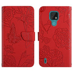 Custodia per cellulare in pelle goffrata con peonia a farfalla, For Motorola Moto E7, For Motorola Moto E7 Power, For Motorola Moto E20 / E30 / E40, For Motorola Edge 20