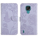 Custodia per cellulare in pelle goffrata con peonia a farfalla, For Motorola Moto E7, For Motorola Moto E7 Power, For Motorola Moto E20 / E30 / E40, For Motorola Edge 20