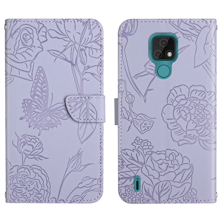 Custodia per cellulare in pelle goffrata con peonia a farfalla, For Motorola Moto E7, For Motorola Moto E7 Power, For Motorola Moto E20 / E30 / E40, For Motorola Edge 20