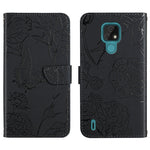 Custodia per cellulare in pelle goffrata con peonia a farfalla, For Motorola Moto E7, For Motorola Moto E7 Power, For Motorola Moto E20 / E30 / E40, For Motorola Edge 20