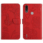 Custodia per cellulare in pelle goffrata con peonia a farfalla, For Motorola Moto E7, For Motorola Moto E7 Power, For Motorola Moto E20 / E30 / E40, For Motorola Edge 20