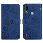 Custodia per cellulare in pelle goffrata con peonia a farfalla, For Motorola Moto E7, For Motorola Moto E7 Power, For Motorola Moto E20 / E30 / E40, For Motorola Edge 20