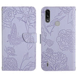 Custodia per cellulare in pelle goffrata con peonia a farfalla, For Motorola Moto E7, For Motorola Moto E7 Power, For Motorola Moto E20 / E30 / E40, For Motorola Edge 20