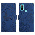 Custodia per cellulare in pelle goffrata con peonia a farfalla, For Motorola Moto E7, For Motorola Moto E7 Power, For Motorola Moto E20 / E30 / E40, For Motorola Edge 20
