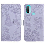 Custodia per cellulare in pelle goffrata con peonia a farfalla, For Motorola Moto E7, For Motorola Moto E7 Power, For Motorola Moto E20 / E30 / E40, For Motorola Edge 20