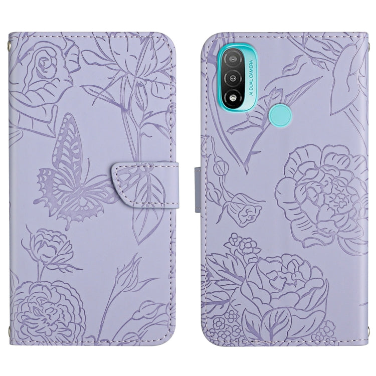 Custodia per cellulare in pelle goffrata con peonia a farfalla, For Motorola Moto E7, For Motorola Moto E7 Power, For Motorola Moto E20 / E30 / E40, For Motorola Edge 20