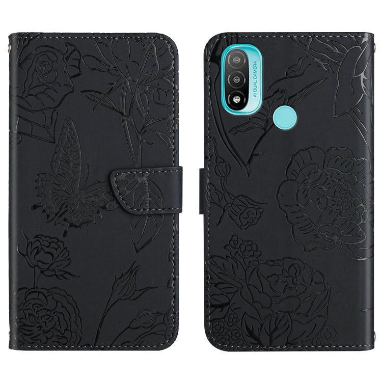 Custodia per cellulare in pelle goffrata con peonia a farfalla, For Motorola Moto E7, For Motorola Moto E7 Power, For Motorola Moto E20 / E30 / E40, For Motorola Edge 20