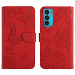 Custodia per cellulare in pelle goffrata con peonia a farfalla, For Motorola Moto E7, For Motorola Moto E7 Power, For Motorola Moto E20 / E30 / E40, For Motorola Edge 20