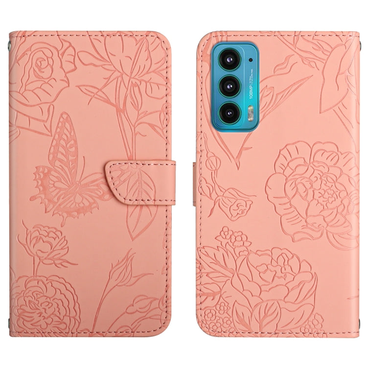 Custodia per cellulare in pelle goffrata con peonia a farfalla, For Motorola Moto E7, For Motorola Moto E7 Power, For Motorola Moto E20 / E30 / E40, For Motorola Edge 20