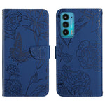 Custodia per cellulare in pelle goffrata con peonia a farfalla, For Motorola Moto E7, For Motorola Moto E7 Power, For Motorola Moto E20 / E30 / E40, For Motorola Edge 20