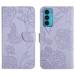 Custodia per cellulare in pelle goffrata con peonia a farfalla, For Motorola Moto E7, For Motorola Moto E7 Power, For Motorola Moto E20 / E30 / E40, For Motorola Edge 20