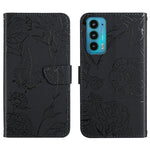 Custodia per cellulare in pelle goffrata con peonia a farfalla, For Motorola Moto E7, For Motorola Moto E7 Power, For Motorola Moto E20 / E30 / E40, For Motorola Edge 20