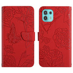 Custodia per cellulare in pelle goffrata con peonia a farfalla, For Motorola Edge 20 Lite, For Motorola Edge 20 Pro, For Motorola Edge 30 Pro, For Motorola Edge S