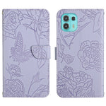 Custodia per cellulare in pelle goffrata con peonia a farfalla, For Motorola Edge 20 Lite, For Motorola Edge 20 Pro, For Motorola Edge 30 Pro, For Motorola Edge S