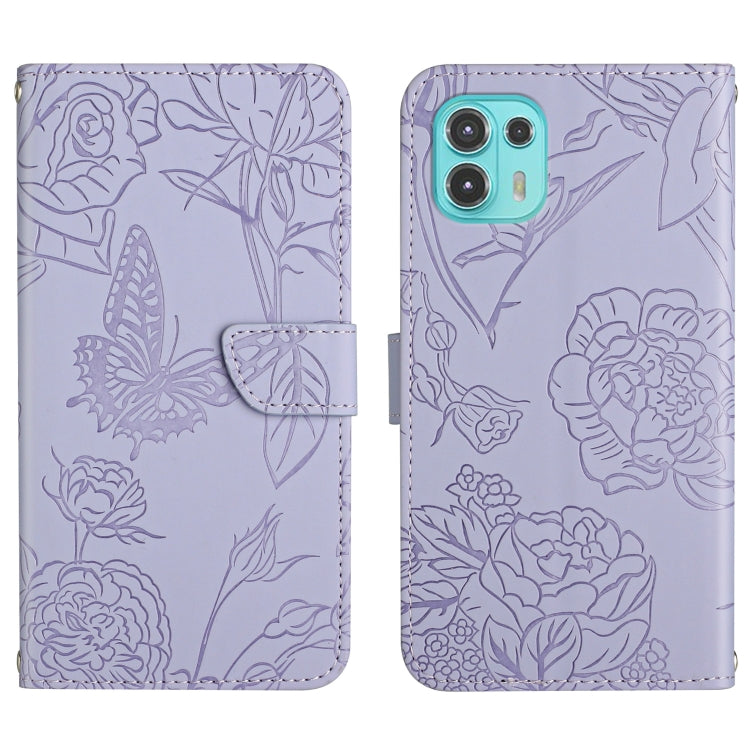 Custodia per cellulare in pelle goffrata con peonia a farfalla, For Motorola Edge 20 Lite, For Motorola Edge 20 Pro, For Motorola Edge 30 Pro, For Motorola Edge S
