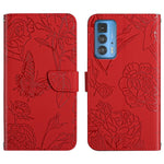 Custodia per cellulare in pelle goffrata con peonia a farfalla, For Motorola Edge 20 Lite, For Motorola Edge 20 Pro, For Motorola Edge 30 Pro, For Motorola Edge S