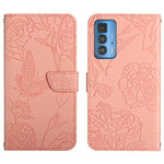 Custodia per cellulare in pelle goffrata con peonia a farfalla, For Motorola Edge 20 Lite, For Motorola Edge 20 Pro, For Motorola Edge 30 Pro, For Motorola Edge S