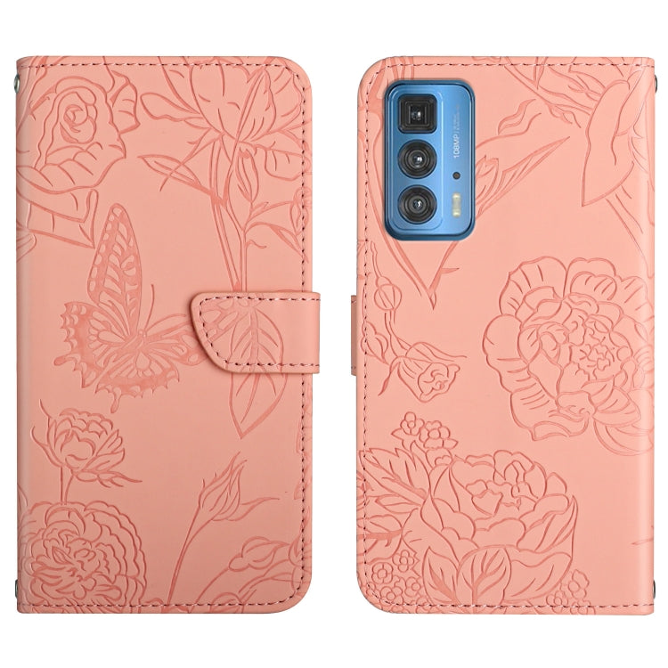 Custodia per cellulare in pelle goffrata con peonia a farfalla, For Motorola Edge 20 Lite, For Motorola Edge 20 Pro, For Motorola Edge 30 Pro, For Motorola Edge S