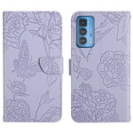 Custodia per cellulare in pelle goffrata con peonia a farfalla, For Motorola Edge 20 Lite, For Motorola Edge 20 Pro, For Motorola Edge 30 Pro, For Motorola Edge S
