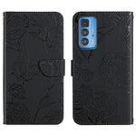 Custodia per cellulare in pelle goffrata con peonia a farfalla, For Motorola Edge 20 Lite, For Motorola Edge 20 Pro, For Motorola Edge 30 Pro, For Motorola Edge S