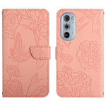 Custodia per cellulare in pelle goffrata con peonia a farfalla, For Motorola Edge 20 Lite, For Motorola Edge 20 Pro, For Motorola Edge 30 Pro, For Motorola Edge S