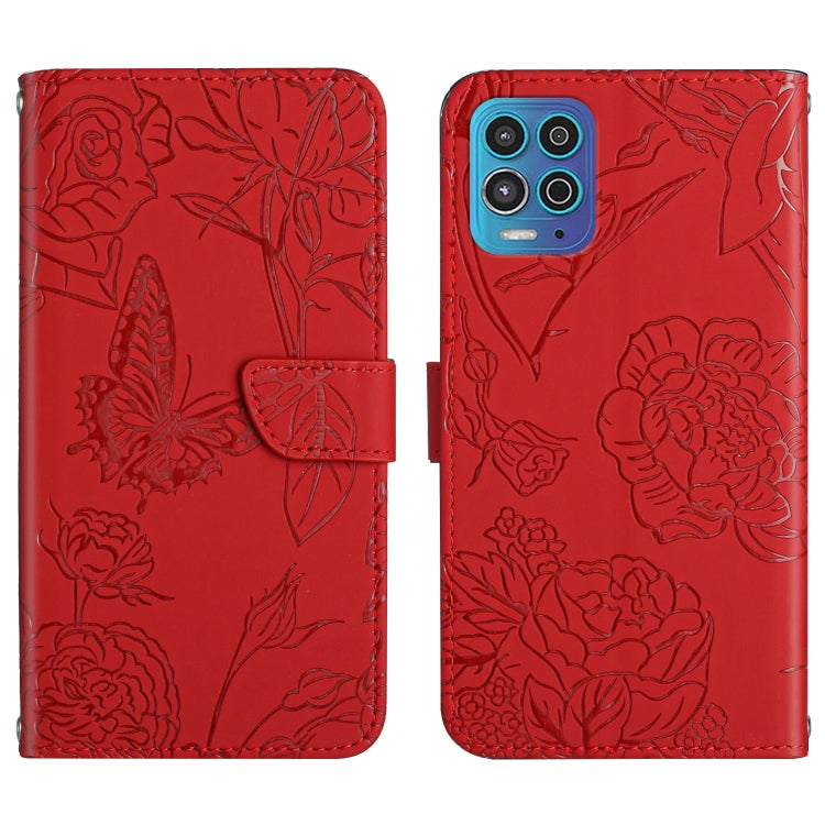 Custodia per cellulare in pelle goffrata con peonia a farfalla, For Motorola Edge 20 Lite, For Motorola Edge 20 Pro, For Motorola Edge 30 Pro, For Motorola Edge S
