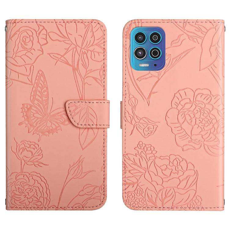 Custodia per cellulare in pelle goffrata con peonia a farfalla, For Motorola Edge 20 Lite, For Motorola Edge 20 Pro, For Motorola Edge 30 Pro, For Motorola Edge S