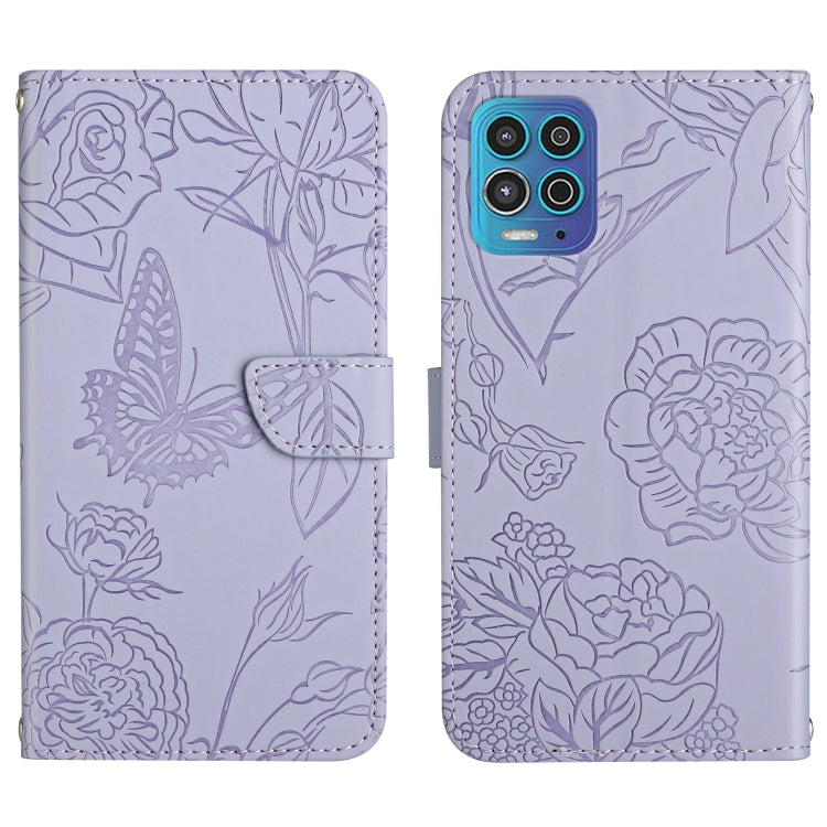 Custodia per cellulare in pelle goffrata con peonia a farfalla, For Motorola Edge 20 Lite, For Motorola Edge 20 Pro, For Motorola Edge 30 Pro, For Motorola Edge S