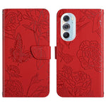 Custodia per cellulare in pelle goffrata con peonia a farfalla, For Motorola Edge X30, For Motorola Moto G 5G, For Motorola Moto G 5G Plus, For Motorola Moto G Play 2021