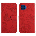 Custodia per cellulare in pelle goffrata con peonia a farfalla, For Motorola Edge X30, For Motorola Moto G 5G, For Motorola Moto G 5G Plus, For Motorola Moto G Play 2021