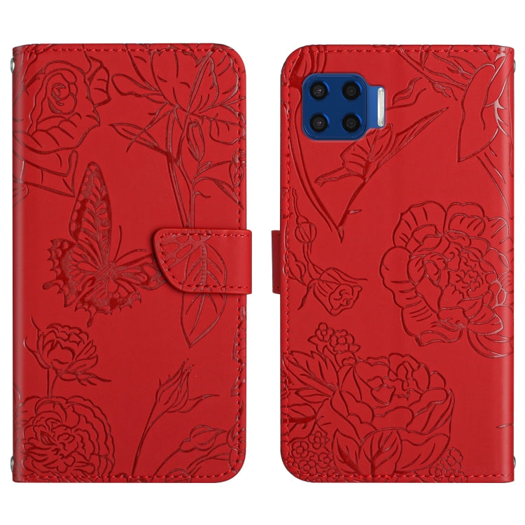 Custodia per cellulare in pelle goffrata con peonia a farfalla, For Motorola Edge X30, For Motorola Moto G 5G, For Motorola Moto G 5G Plus, For Motorola Moto G Play 2021