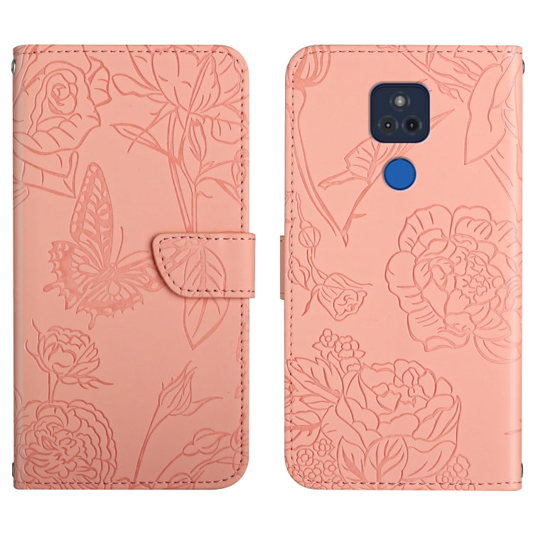 Custodia per cellulare in pelle goffrata con peonia a farfalla, For Motorola Edge X30, For Motorola Moto G 5G, For Motorola Moto G 5G Plus, For Motorola Moto G Play 2021
