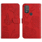 Custodia per cellulare in pelle goffrata con peonia a farfalla, For Motorola Moto G Power 2021, For Motorola Moto G Power 2022, For Motorola Moto G Pure 2021, For Motorola Moto G Stylus 5G