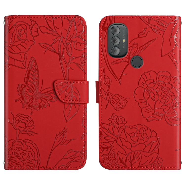 Custodia per cellulare in pelle goffrata con peonia a farfalla, For Motorola Moto G Power 2021, For Motorola Moto G Power 2022, For Motorola Moto G Pure 2021, For Motorola Moto G Stylus 5G