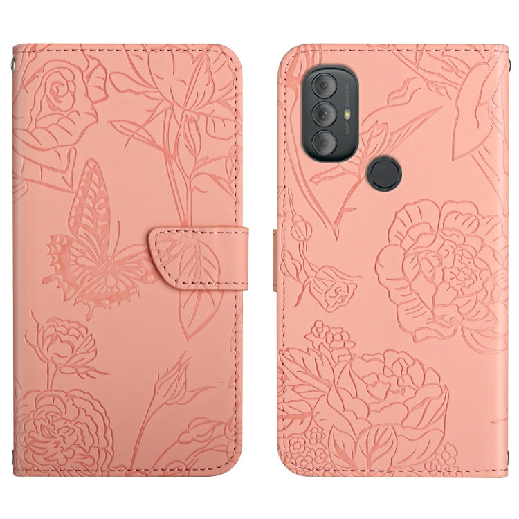 Custodia per cellulare in pelle goffrata con peonia a farfalla, For Motorola Moto G Power 2021, For Motorola Moto G Power 2022, For Motorola Moto G Pure 2021, For Motorola Moto G Stylus 5G