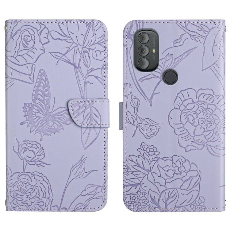 Custodia per cellulare in pelle goffrata con peonia a farfalla, For Motorola Moto G Power 2021, For Motorola Moto G Power 2022, For Motorola Moto G Pure 2021, For Motorola Moto G Stylus 5G