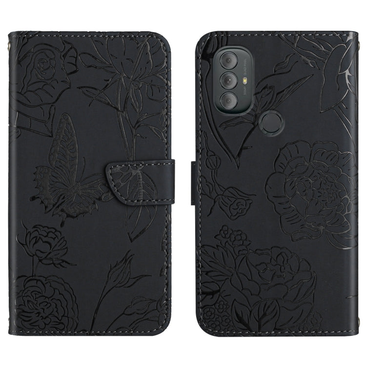 Custodia per cellulare in pelle goffrata con peonia a farfalla, For Motorola Moto G Power 2021, For Motorola Moto G Power 2022, For Motorola Moto G Pure 2021, For Motorola Moto G Stylus 5G