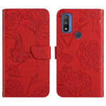Custodia per cellulare in pelle goffrata con peonia a farfalla, For Motorola Moto G Power 2021, For Motorola Moto G Power 2022, For Motorola Moto G Pure 2021, For Motorola Moto G Stylus 5G