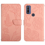 Custodia per cellulare in pelle goffrata con peonia a farfalla, For Motorola Moto G Power 2021, For Motorola Moto G Power 2022, For Motorola Moto G Pure 2021, For Motorola Moto G Stylus 5G