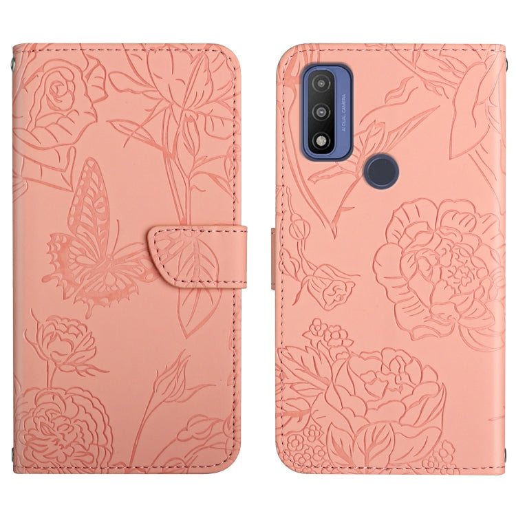 Custodia per cellulare in pelle goffrata con peonia a farfalla, For Motorola Moto G Power 2021, For Motorola Moto G Power 2022, For Motorola Moto G Pure 2021, For Motorola Moto G Stylus 5G