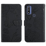 Custodia per cellulare in pelle goffrata con peonia a farfalla, For Motorola Moto G Power 2021, For Motorola Moto G Power 2022, For Motorola Moto G Pure 2021, For Motorola Moto G Stylus 5G