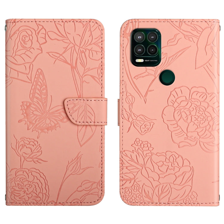 Custodia per cellulare in pelle goffrata con peonia a farfalla, For Motorola Moto G Power 2021, For Motorola Moto G Power 2022, For Motorola Moto G Pure 2021, For Motorola Moto G Stylus 5G
