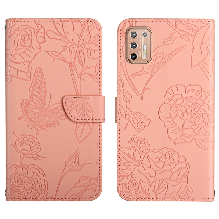 Custodia per cellulare in pelle goffrata con peonia a farfalla, For Motorola Moto G9, For Motorola Moto G9 Plus, For Motorola Moto G9 Power, For Motorola Moto G22