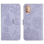 Custodia per cellulare in pelle goffrata con peonia a farfalla, For Motorola Moto G9, For Motorola Moto G9 Plus, For Motorola Moto G9 Power, For Motorola Moto G22