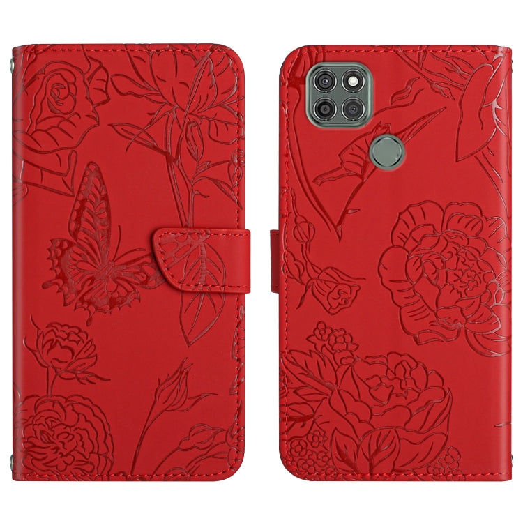 Custodia per cellulare in pelle goffrata con peonia a farfalla, For Motorola Moto G9, For Motorola Moto G9 Plus, For Motorola Moto G9 Power, For Motorola Moto G22
