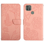 Custodia per cellulare in pelle goffrata con peonia a farfalla, For Motorola Moto G9, For Motorola Moto G9 Plus, For Motorola Moto G9 Power, For Motorola Moto G22